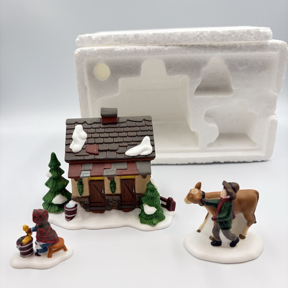 Dept 56 Heritage Village Collection Tending The New Calves In Original Styrofoam
